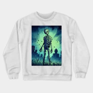 Funny Comical Halloween Zombie on an Eerie Graveyard Background Crewneck Sweatshirt